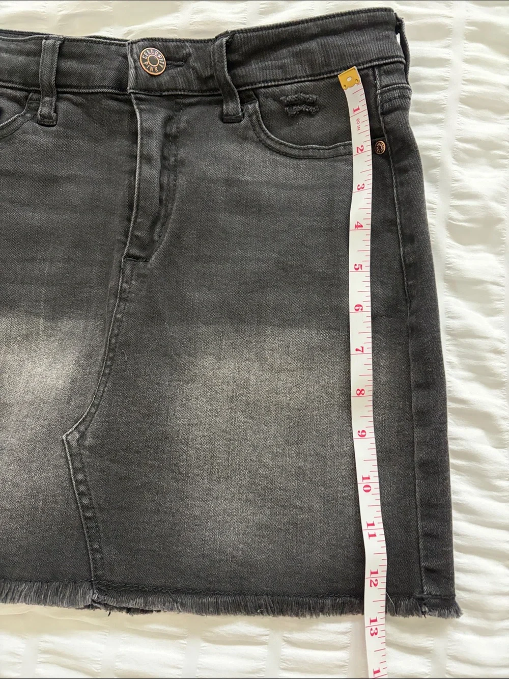 Celebrity Pink Youth Distressed Denim Classic Black Mini Skirt.